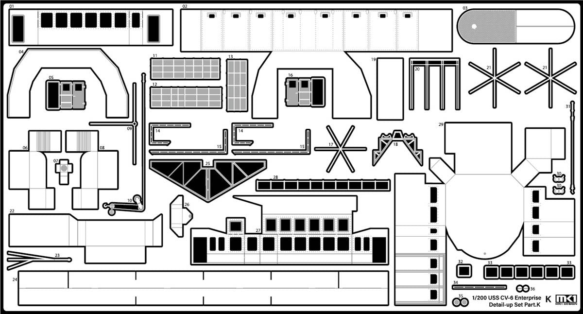 MK1 Design MD-20021 US Navy Aircraft Carrier CV-6 Enterprise Detail Up Parts Dx for Trumpeter 1/200 – imagen 64