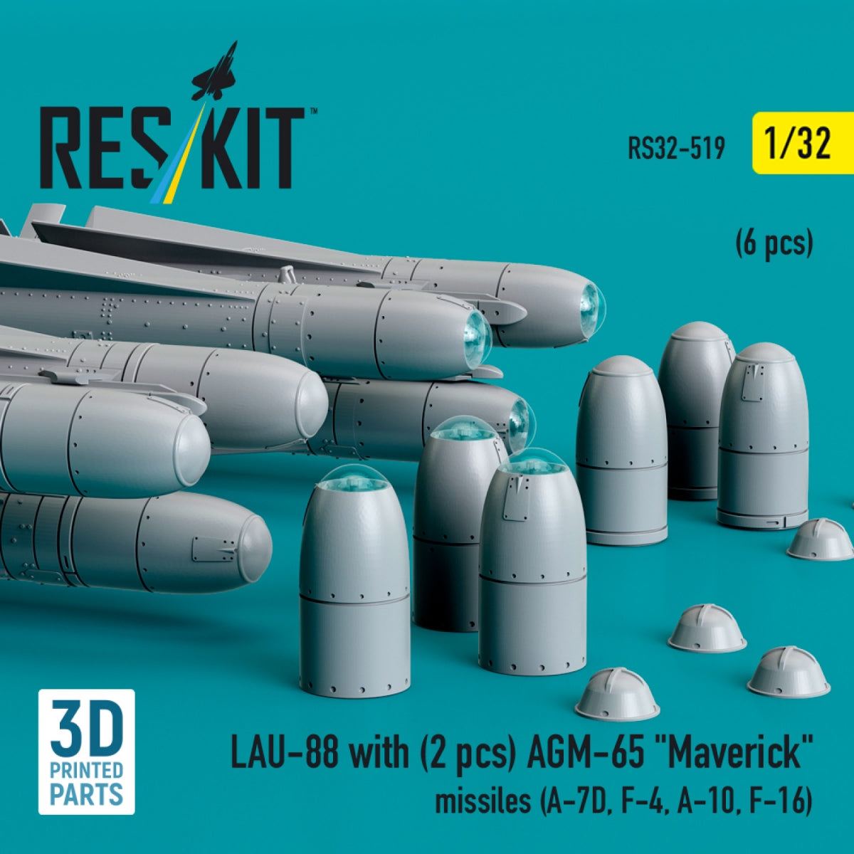 RESKIT RS32-0519 LAU-88 with (2 pcs) AGM-65 &amp;quot;Maverick&amp;quot; missiles (6 pcs) (3D Printed) 1/32 – imagen 3