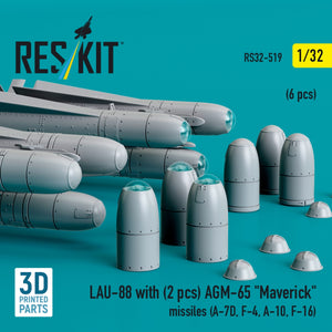 RESKIT RS32-0519 LAU-88 with (2 pcs) AGM-65 &amp;quot;Maverick&amp;quot; missiles (6 pcs) (3D Printed) 1/32 – imagen 3
