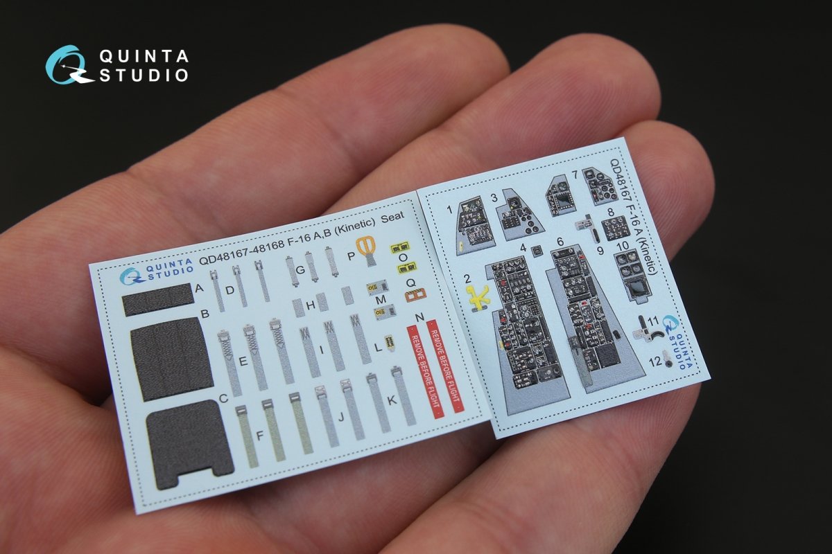 Intérieur imprimé en 3D et coloré sur papier décalcomanie Quinta Studio QD48167 F-16A (pour kit Kinetic) 1/48 – image 2