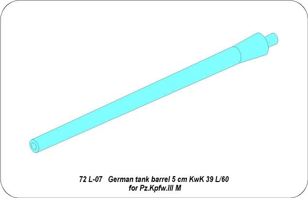 Aber 72L-07 Lufa 5 cm KwK 39 L/60 do czołgu Panzer III M / German tank barrel 5cm KwK 39 L/60 for Pz.Kpfw. III M 1/72 – imagen 4