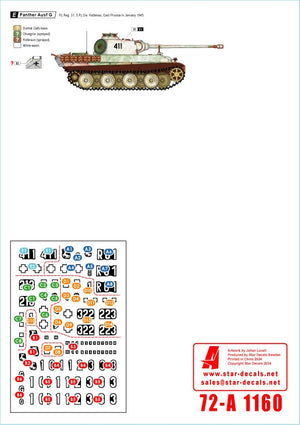 Star Decals 72-A1160 Panther Ausf G. Baltic Offensive # 1. Fsch.Pz.Reg. HG and 5. Pz.Div. in 1944-45. Baltic states-Narwa-Courland-Königsberg-East Preussia 1/72 – imagen 3