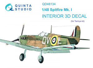 Quinta Studio QD48134 Spitfire Mk.I 3D-Printed &amp;amp; coloured Interior on decal paper (Tamiya) 1/48