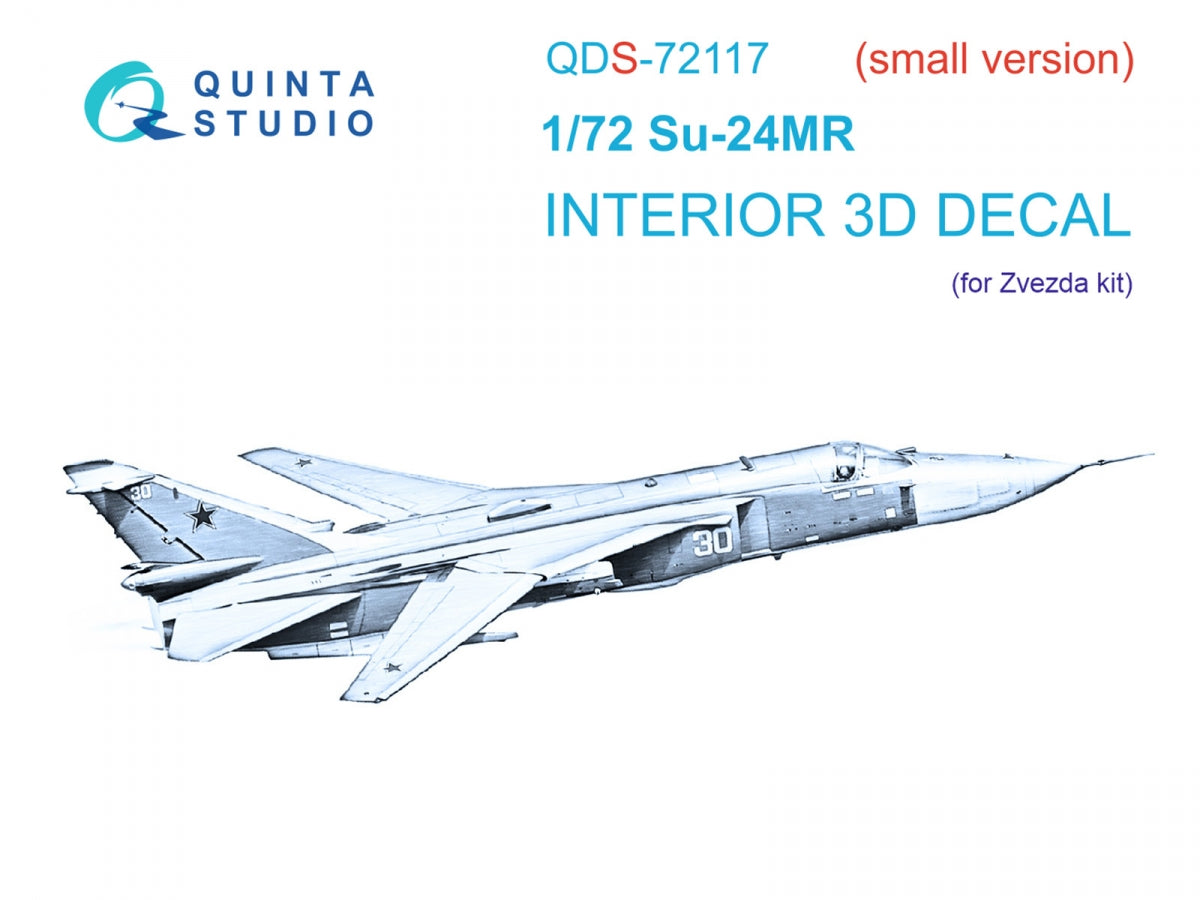 Intérieur coloré imprimé en 3D sur papier décalcomanie (Zvezda) pour Su-24MR (petite version) Quinta Studio QDS-72117, échelle 1/72