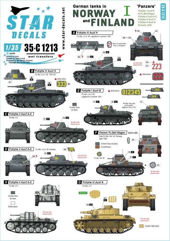 Star Decals 35-C1213 German tanks in Norway &amp;amp; Finland # I 1/35