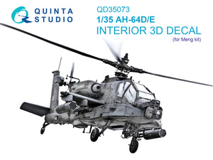 Quinta Studio QD35073 AH-64D/E 3D-Printed &amp;amp; coloured Interior on decal paper (Meng) 1/35
