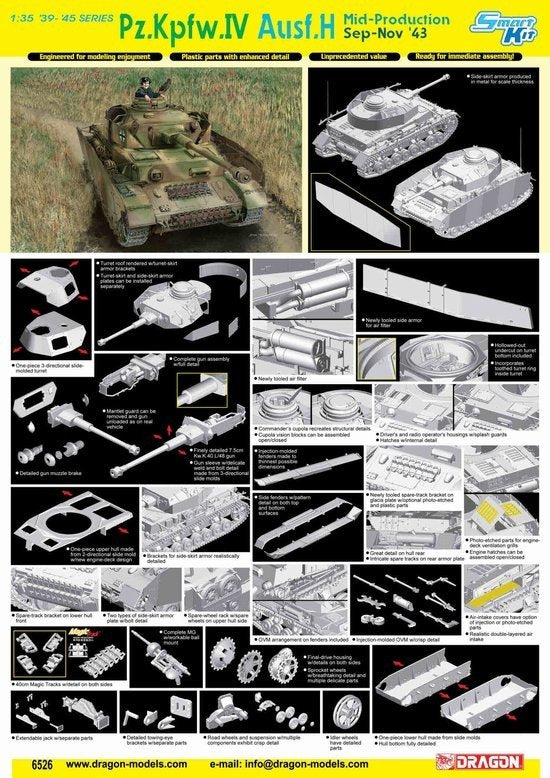 Dragon 6526 Pz.Kpfw.IV Ausf.H, Mid-Production Sep-Nov 43 1/35 – immagine 2