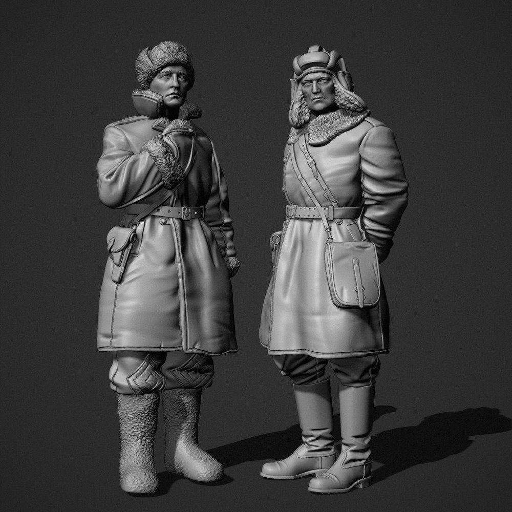 Panzer Art FI35-130 Officiers de chars soviétiques en manteau de peau de mouton, ensemble 1/35