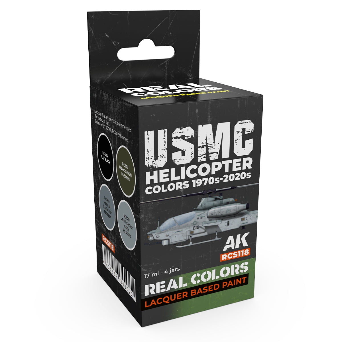 AK Interactive RCS118 Couleurs de l'hélicoptère USMC des années 1970 à aujourd'hui 4x17ml