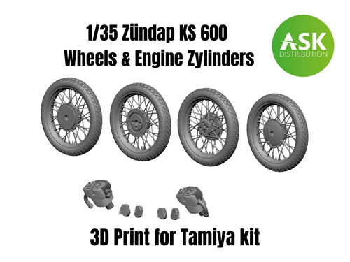 Art Scale Kit A35008 Zundap KS 600 Wheels and Engine Cylinders 1/35