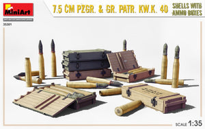 MiniArt 35381 7.5cm PzGr. &amp;amp; Gr. KwK 40 Shells w/ Ammo Boxes 1/35 – imagen 2