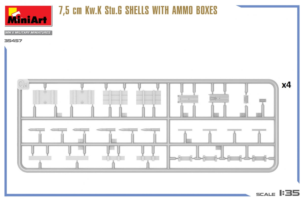 MiniArt 35457 7,5 cm Kw.K Stu.G SHELLS WITH AMMO BOXES 1/35 – imagen 5