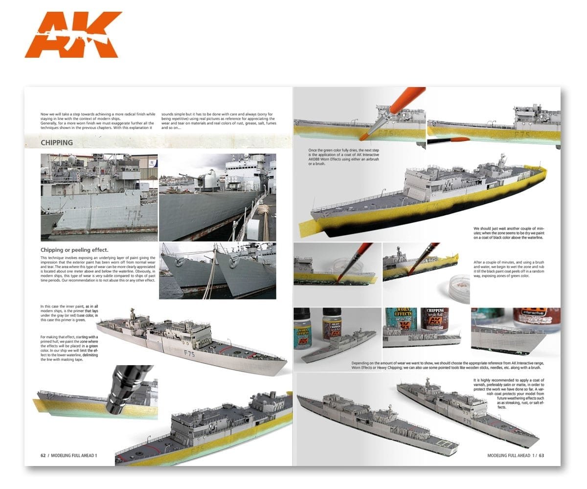 AK Interactive AK098 MODELLING FULL AHEAD 1 / KNOX &amp;amp; BALEARES CLASS EN – immagine 2
