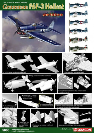 Dragon 5060 Grumman F6F-3 Hellcat (Golden Wings Series) 1/72 – immagine 2