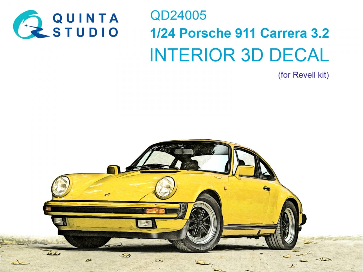 Quinta Studio QD24005 Porsche 911 Carrera 3.2 3D-Printed &amp;amp; coloured Interior on decal paper (Revell) 1/24