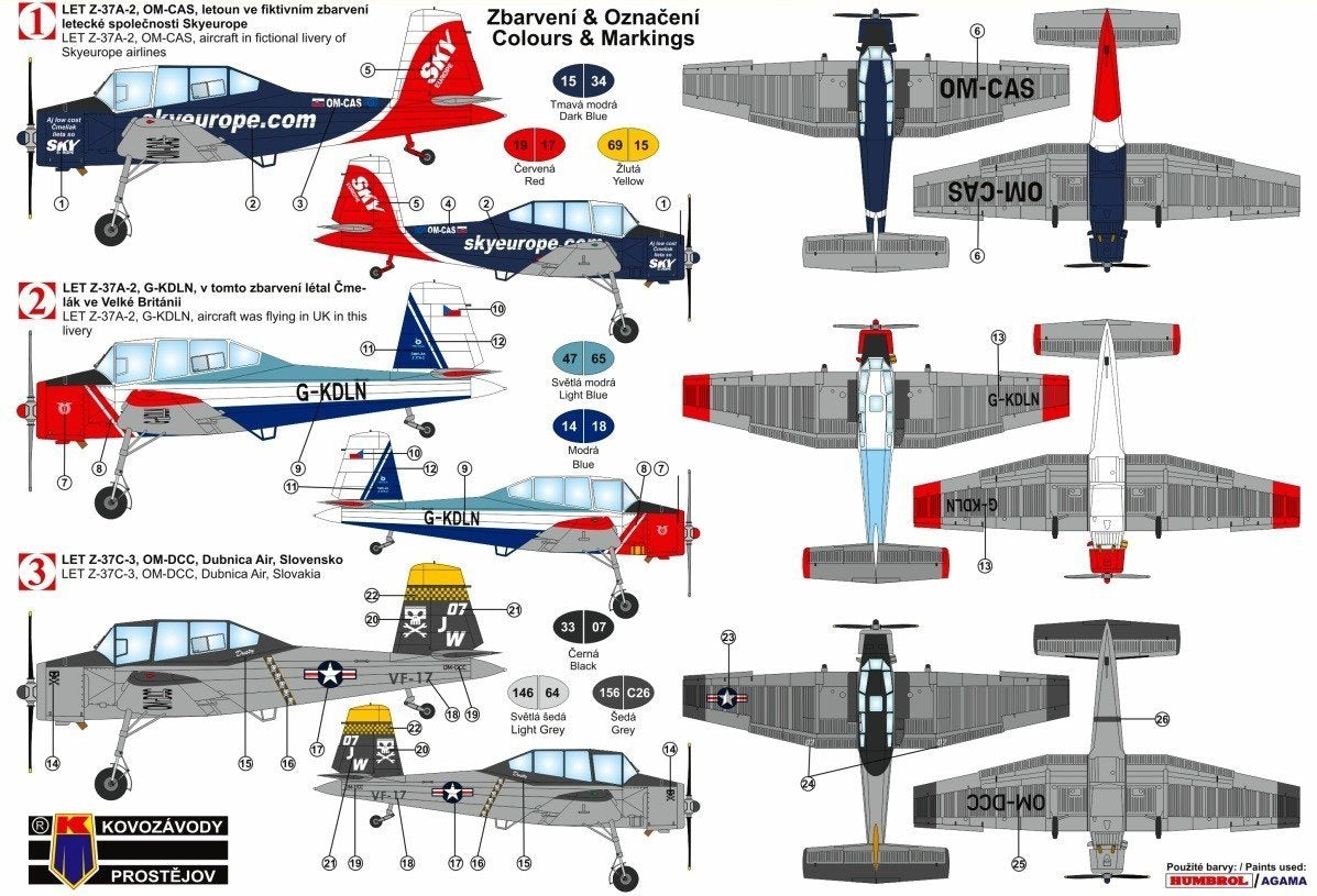 Kovozavody Prostejov KPM0130 Let Z-37A-2 Cmelak International 1/72 – imagen 2