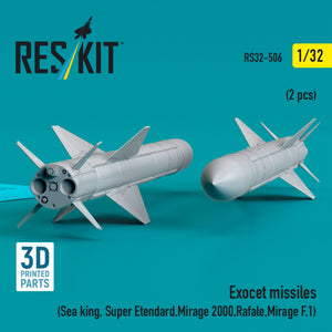 RESKIT RS32-0506 Exocet missiles (2 pcs) (Sea King, Super Etendard, Mirage 2000, Rafale, Mirage F.1) (3D Printed) 1/32 – Bild 2