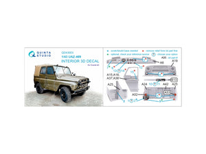 Quinta Studio QD43003 UAZ-469 3D-Printed &amp;amp; coloured Interior on decal paper (Zvezda) 1/43 – imagen 12