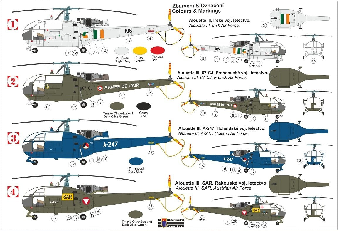 Kovozavody Prostejov KPM0278 Alouette III „Over Europe“ 1/72 – imagen 2