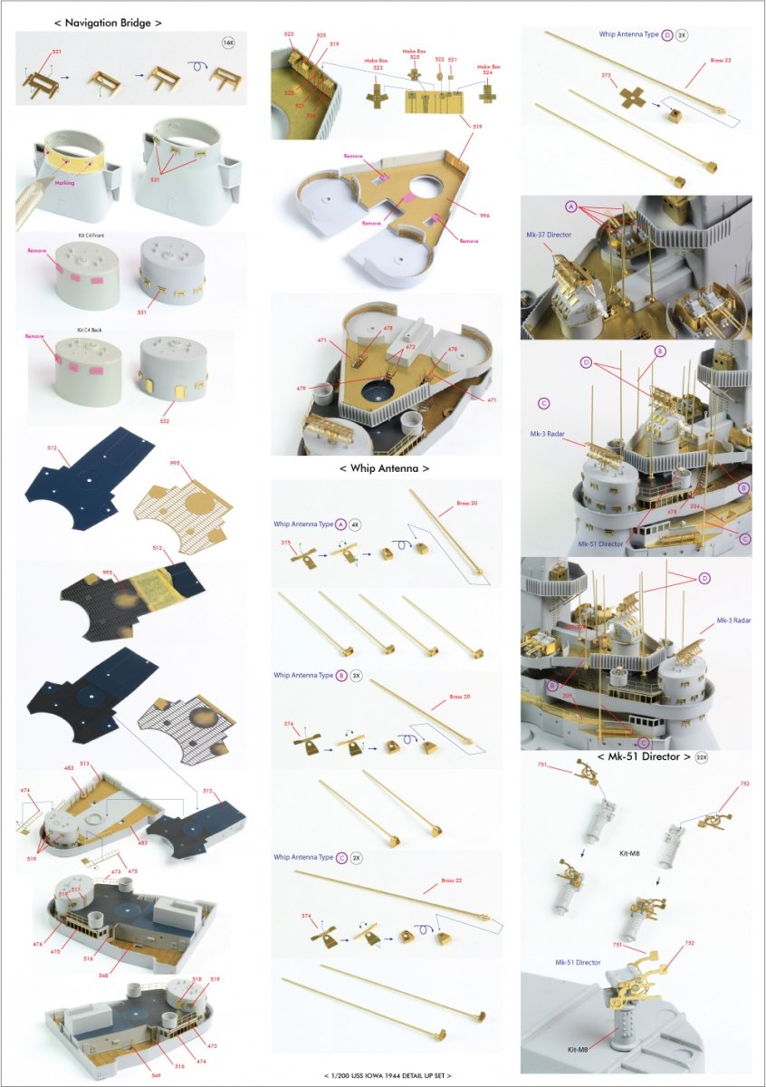 Pontos 22004F1 USS BB-61 Iowa 1944 Detail Up Set (Without wooden deck) 1/200 – zdjęcie 30