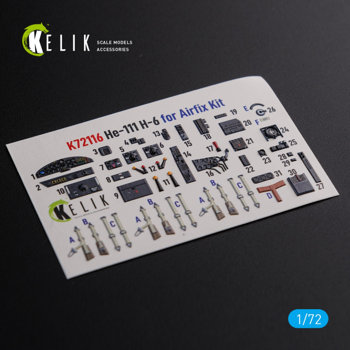 KELIK K72116 He-111 H6 interior 3D decals for Airfix kit 1/72 – Bild 2