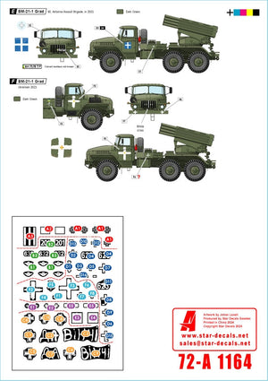 Star Decals 72-A1164 War in Ukraine 21 Ukrainian Big Guns and Rocket Artillery. 2S1 Gvostika, 2S9 Nona, 2S19 Msta-s, TOS-1 and BM-21 Grad 1/72 – imagen 2