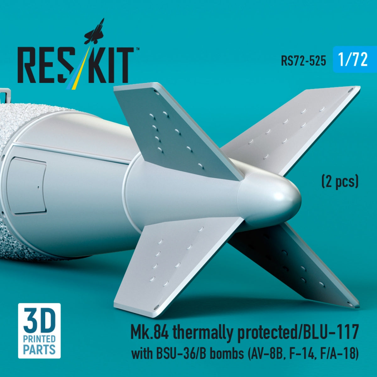 RESKIT RS72-0525 Mk.84 thermally protected/BLU-117 with BSU-36/B bombs (2 pcs) (3D Printed) 1/72 – zdjęcie 3