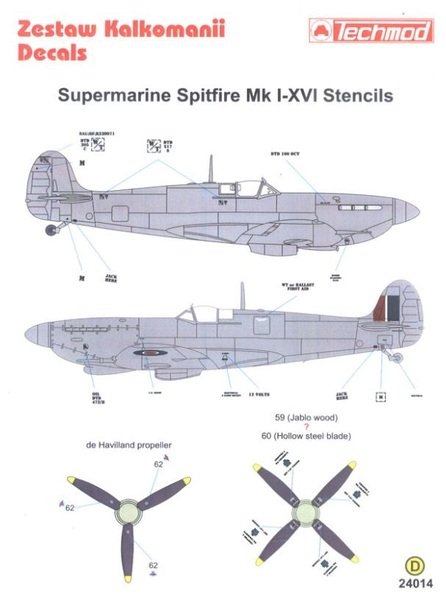 Techmod 24014 Spitfire Stencils 1/24 – zdjęcie 2