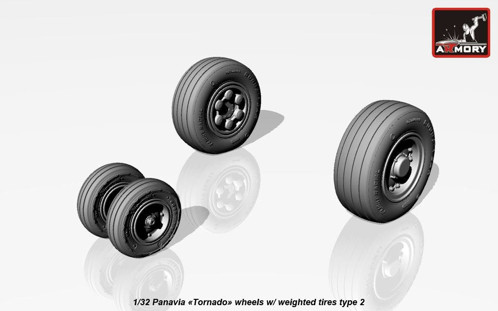 Armory Models AW32501b Panavia Tornado wheels, w/ tyres type “b” (GY) 1/32 – imagen 3