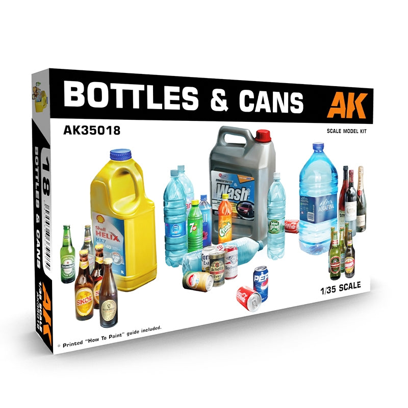 AK Interactive AK35018 BOTTLES &amp;amp; CANS 1/35