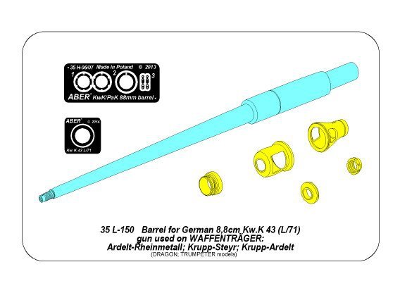 Aber 35L-150 Barrel for German 8,8cm PAK-43 gun used on Waffentrager 1/35 – imagen 16