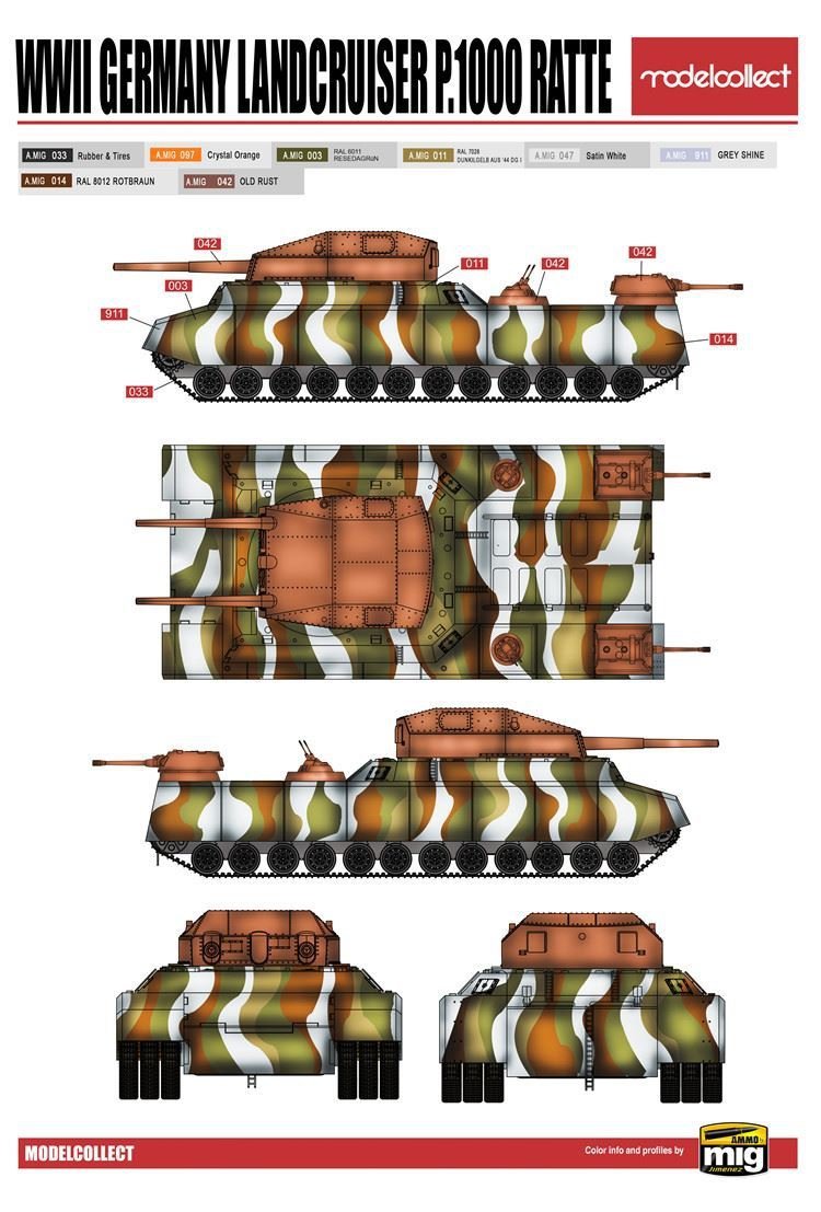 Modelcollect UA72088 WWII German Landcruiser P.1000 ratte 1/72 – imagen 3