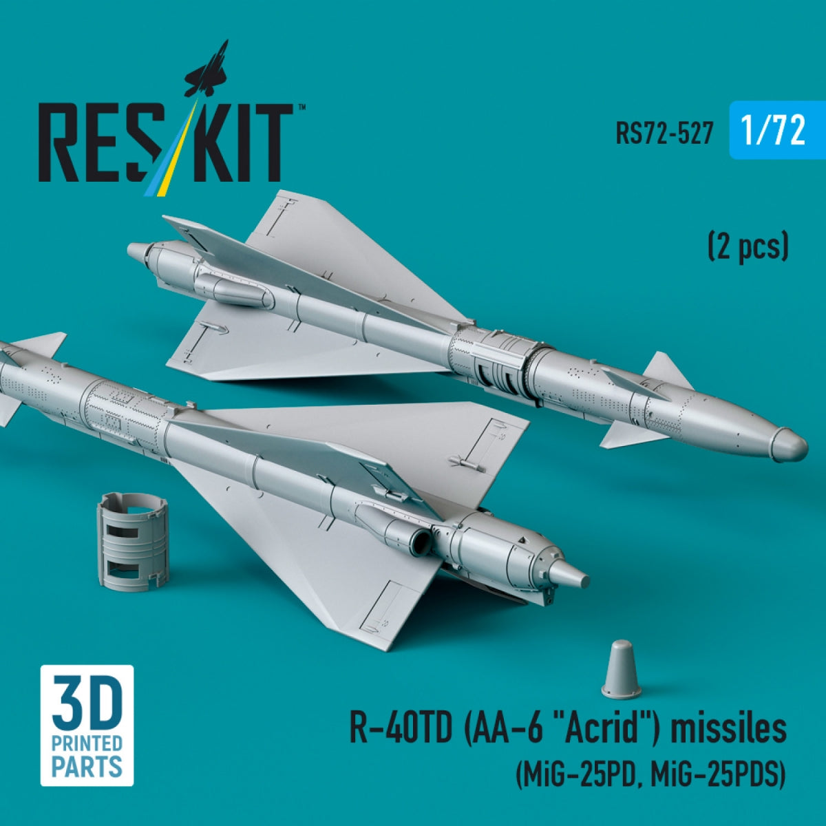 RESKIT RS72-0527 R-40TD (AA-6 &amp;quot;Acrid&amp;quot;) missiles (2 pcs) (3D Printed) 1/72 – Bild 3