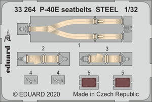 Ceintures de sécurité Eduard 33264 P-40E en acier, échelle 1/32, TRUMPETER