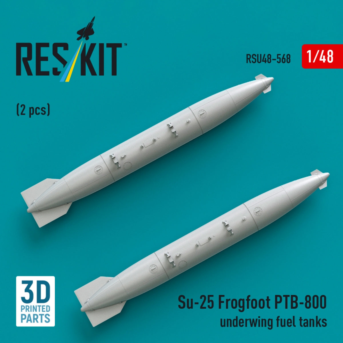 RESKIT RSU48-0568 Su-25 Frogfoot PTB-800 underwing fuel tanks (2 pcs) (3D Printed) 1/48
