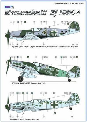 AML D32001 Kalkomania Messerschmitt Bf 109K-4 part I 1/32 – imagen 4
