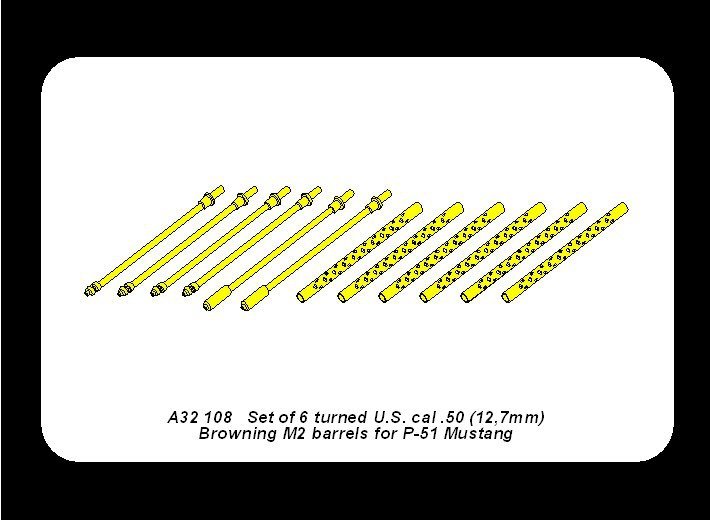 Aber A32108 Set of 6 turned U.S. cal .50 (12,7mm) Browning M2 barrels for P-51 Mustang 1/32 – imagen 11