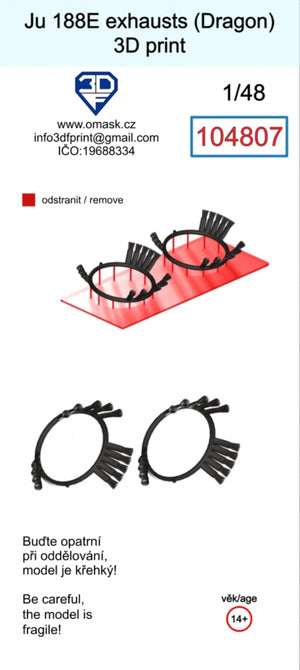 Omask 104807 Ju 188E exhaust (Dragon) 3D print 1/48 – imagen 2