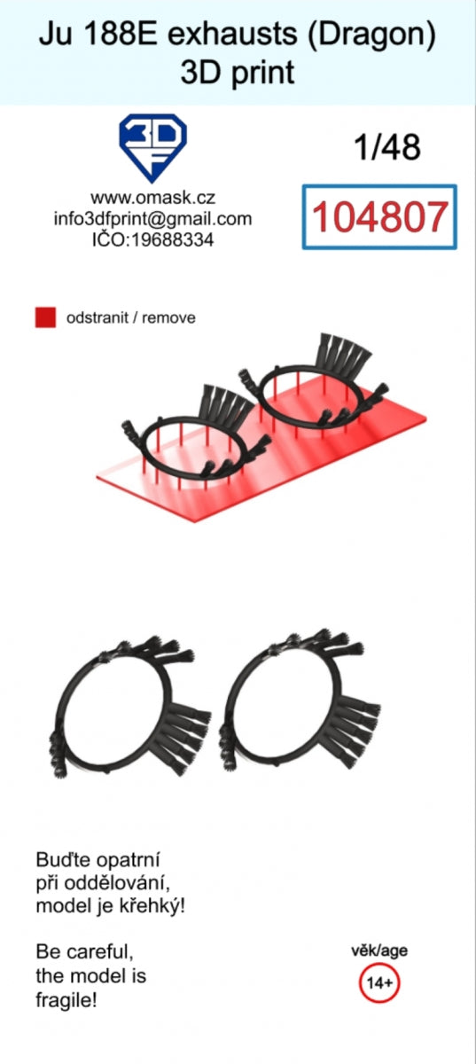 Omask 104807 Ju 188E exhaust (Dragon) 3D print 1/48 – imagen 2
