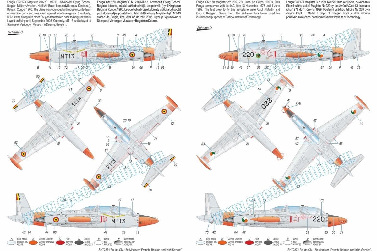 Special Hobby 72371 Fouga CM.170 Magister &amp;#39;French, Belgian &amp;amp; Irish Service&amp;#39; 1/72 – immagine 4