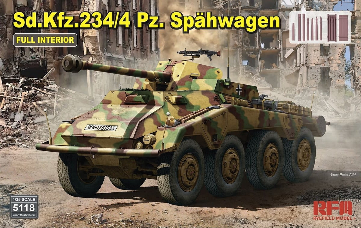 Modèle de champ de seigle 5118 Sd.Kfz. 234/4 pièces. Spähwagen avec intérieur complet 1/35