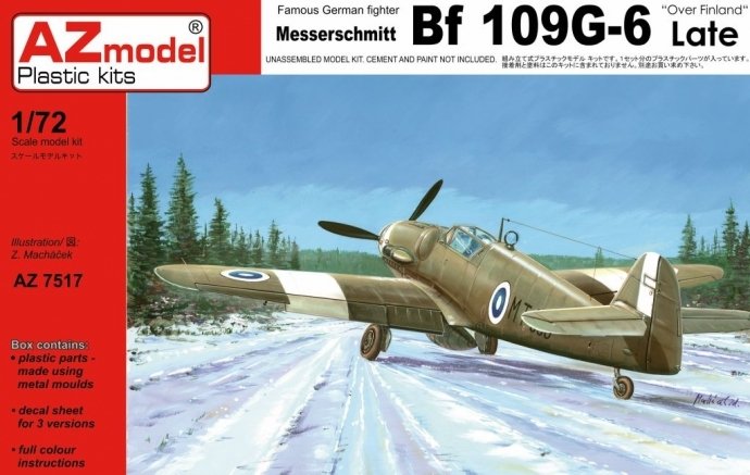 Maquette AZ7517 Messerschmitt Bf 109G-6 (version tardive) au-dessus de la Finlande, échelle 1/72