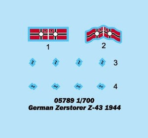Trumpeter 05789 German Zerstorer Z-43 1944 1/700 – imagen 2