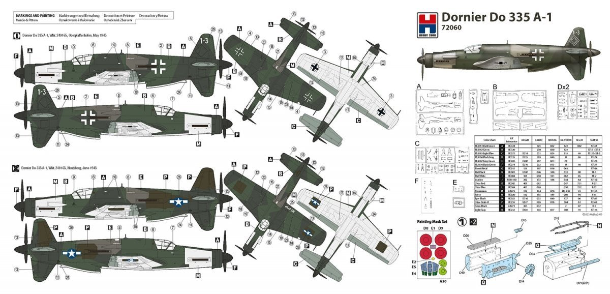 Hobby 2000 72060 Dornier Do 335 A-1 Pfeil ( DRAGON+ CARTOGRAF + MASKI ) 1/72 – Bild 2