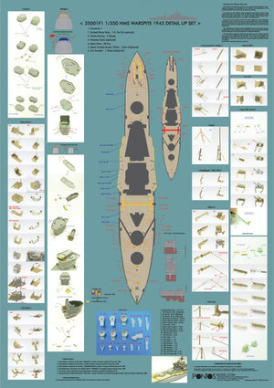 Pontos 35001F1 HMS Warspite 1943 Detail Up Set 1/350 – imagen 2