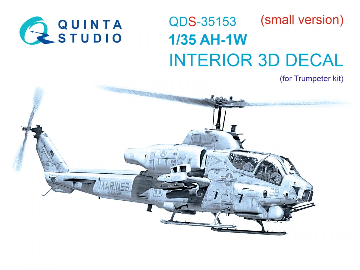Intérieur imprimé en 3D et coloré sur papier décalcomanie Quinta Studio QDS-35153 AH-1W (Trumpeter) (Petite version) 1/35