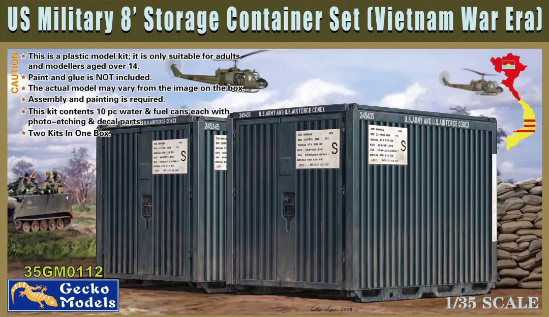 Gecko Models 35GM0112 US Military 8&amp;#39; Storage Container Set Vietnam War Era 1/35