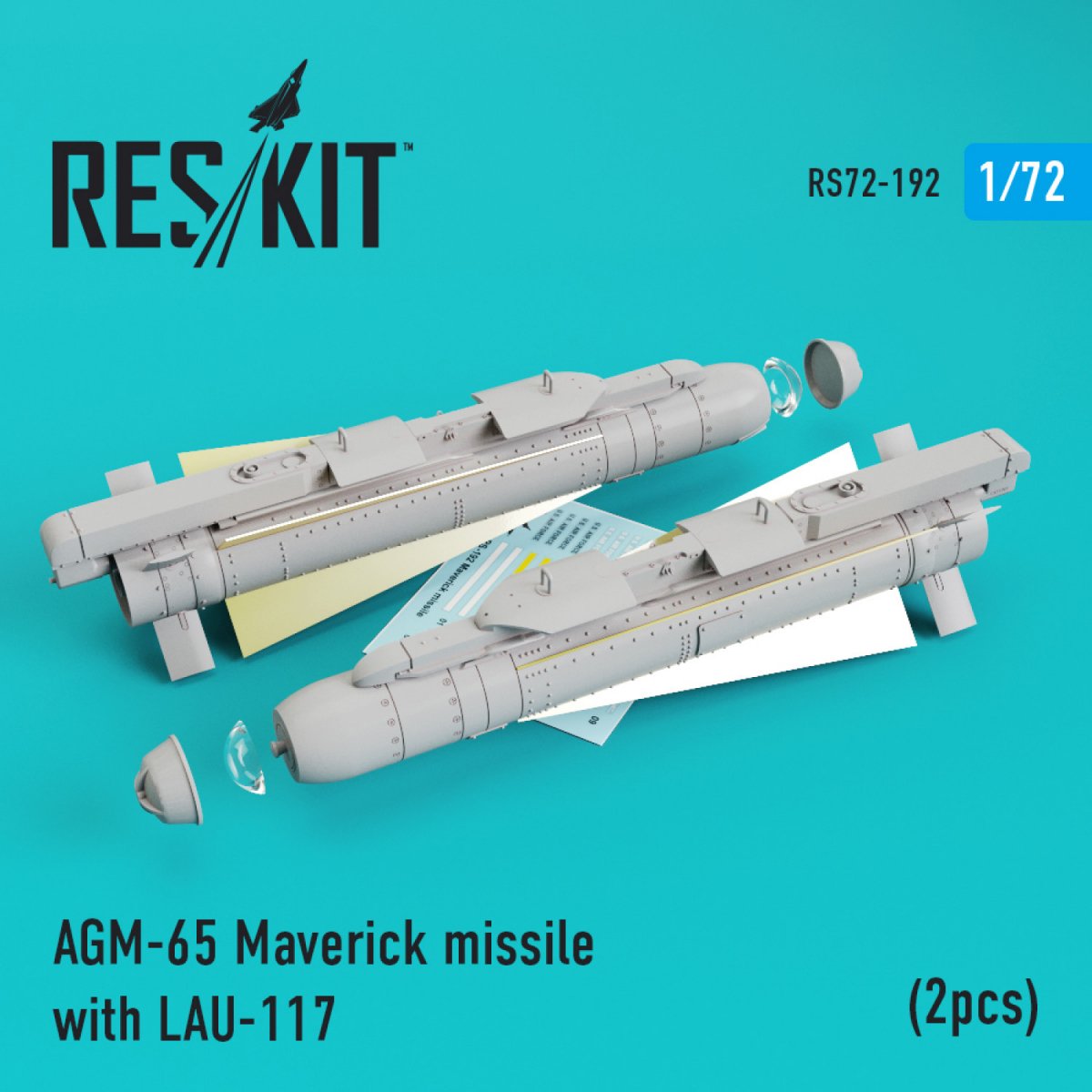 RESKIT RS72-0192 MISSILES AGM-65 MAVERICK AVEC LAU-117 (2 PIÈCES) 1/72