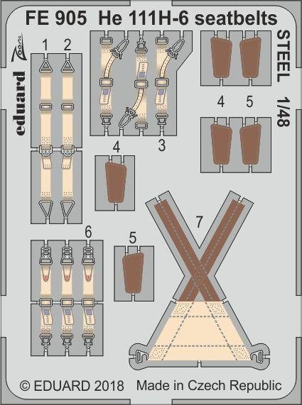Ceintures de sécurité Eduard FE905 He 111H-6 en acier ICM 1/48