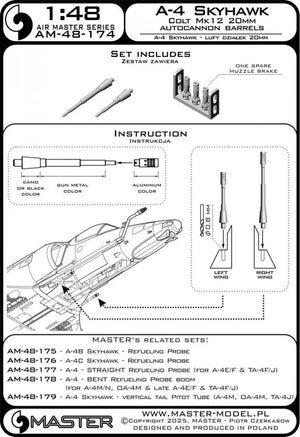 Master AM-48-174 A-4 Skyhawk - Canons Colt Mk12 de 20 mm à l&amp;#39;échelle 1/48 – image 11